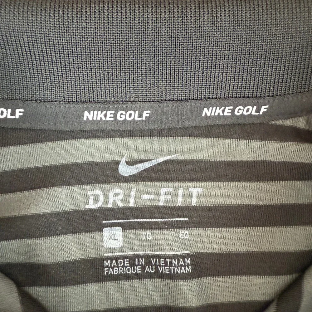 Nike Golf Dri-Fit Men's‎ XL Black Gray Stripe Polo Shirt Performance Golf Shirt